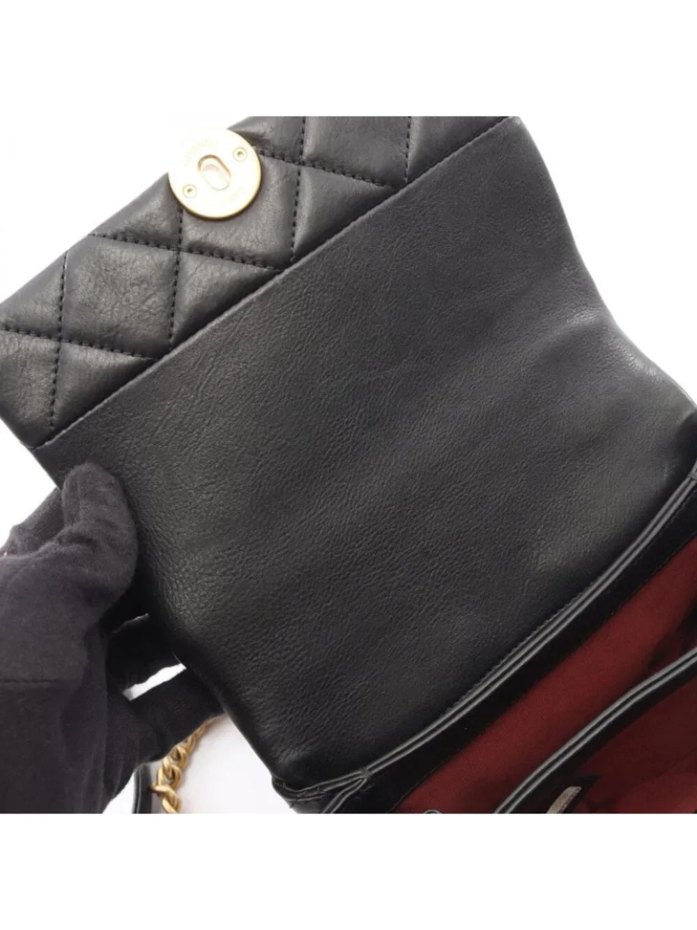 Chanel Shoulder Bag Quilted Black Lambskin Coco Pearl Mini Chain
